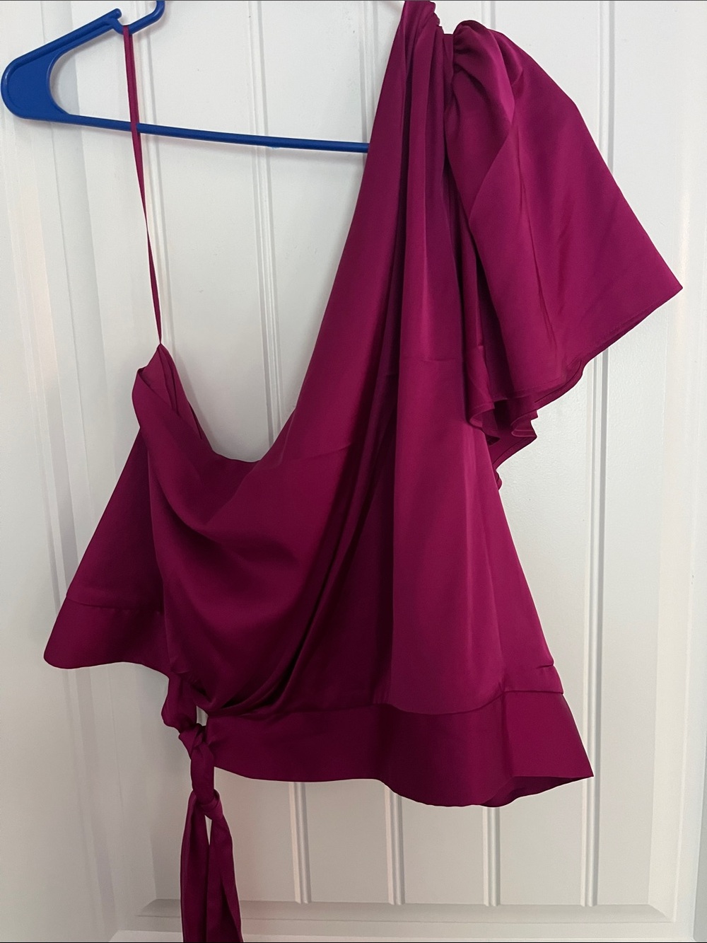 Express Fuchsia One-Shoulder Ruffle Top